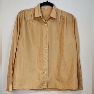 ABE‎ Vintage Yellow Button-Down Long-Sleeve Blouse, Size M